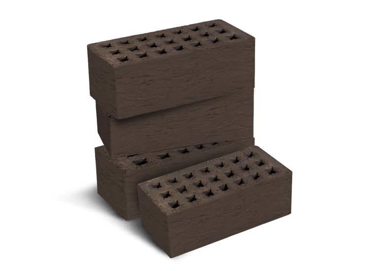 Кирпич лицевой пустотелый утолщённый «Миндаль» 1,4НФ коричневый