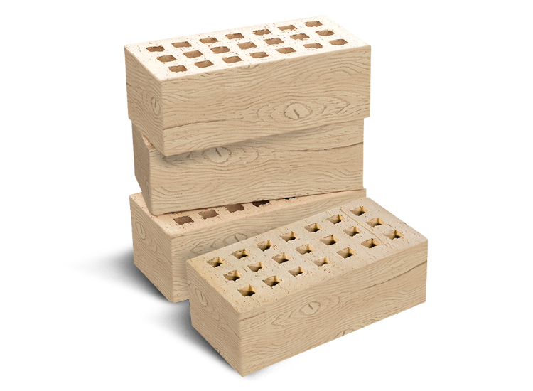 Кирпич лицевой пустотелый утолщенный «Кора дуба» 1,4НФ слоновая кость