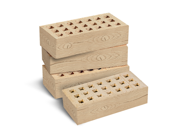 Кирпич лицевой пустотелый одинарный «Кора дуба» 1НФ слоновая кость