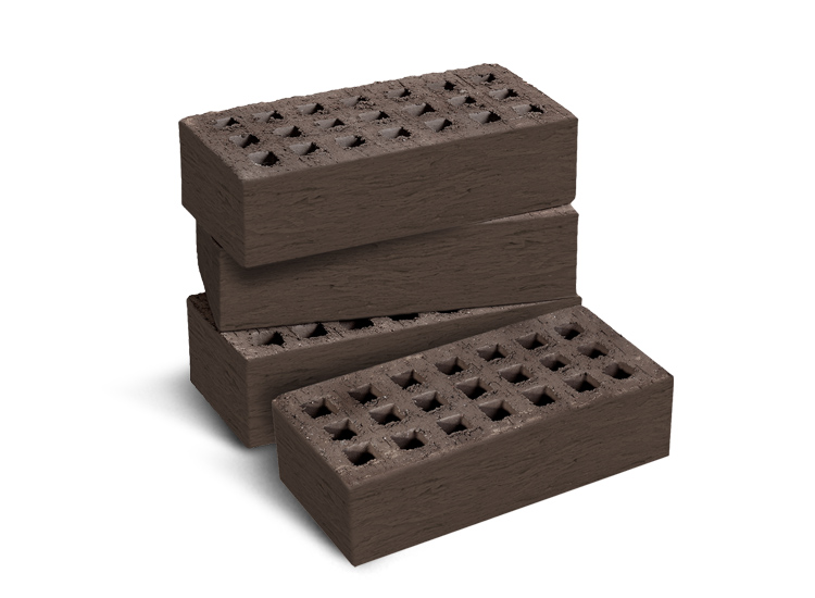 Кирпич лицевой пустотелый одинарный «Миндаль» 1НФ коричневый