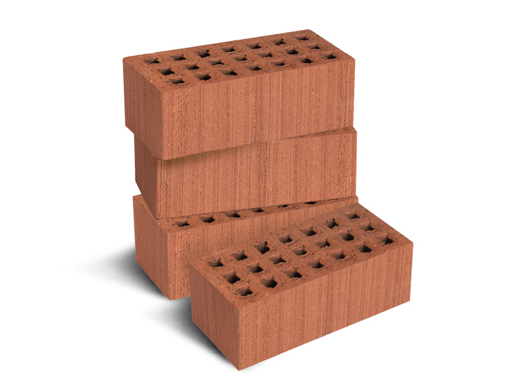 Кирпич лицевой пустотелый утолщенный «Уральский дождь» 1,4НФ терракотовый