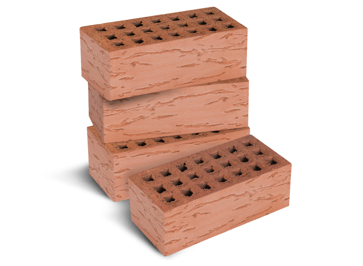 Кирпич лицевой пустотелый утолщённый «Грецкий орех» 1,4НФ терракотовый