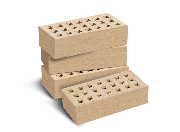 Кирпич лицевой пустотелый одинарный «Миндаль» 1НФ слоновая кость